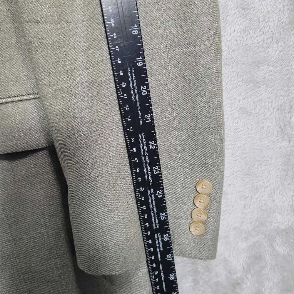 Lauren Ralph Lauren Sport Coat Mens 50L Gray Check Silk Wool 2 Button Blazer